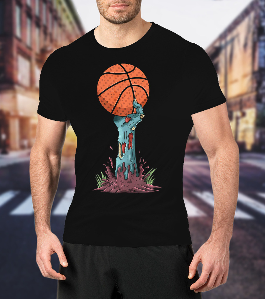 Zombie Hands Grasping Basketball Emerge From Ground T-Shirt