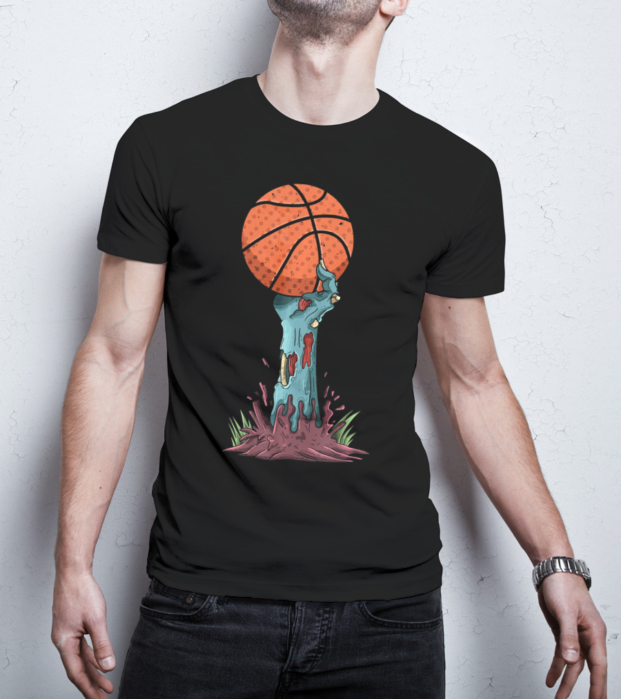 Zombie Hands Grasping Basketball Emerge From Ground T-Shirt