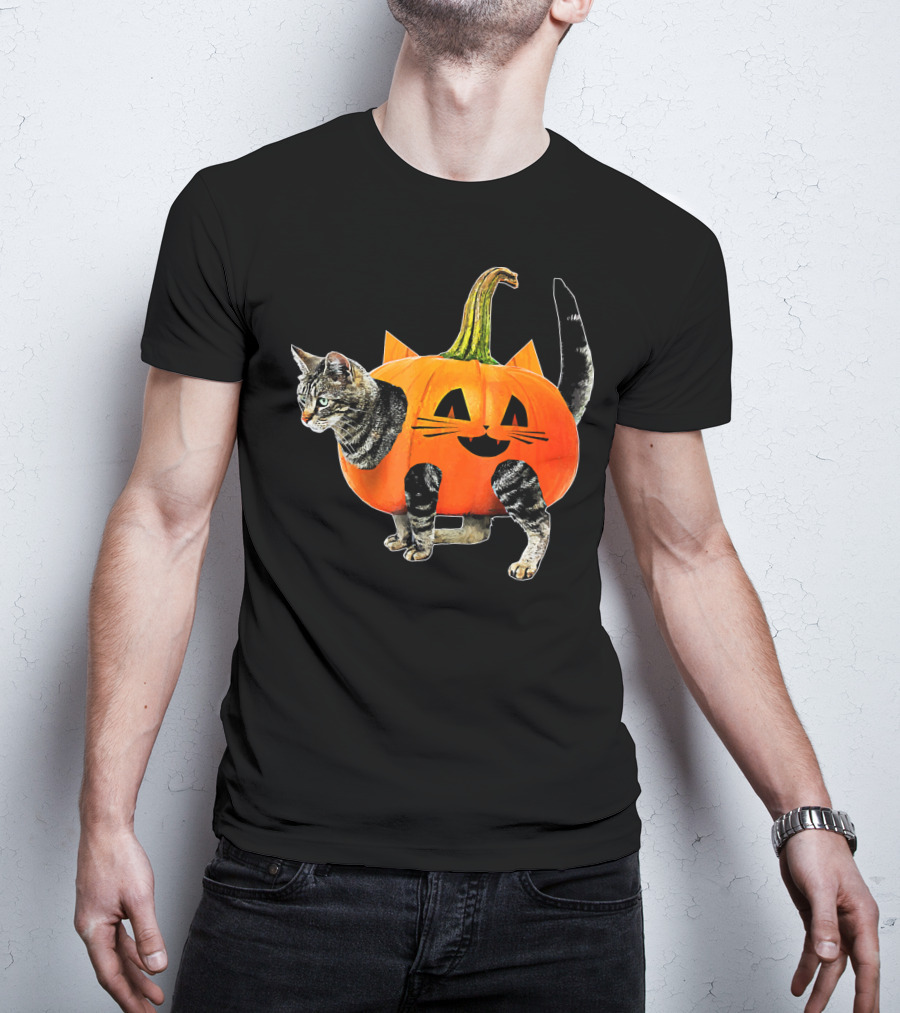 Funny Halloween Jack O Lantern Pumpkin Cat Costume T-Shirt