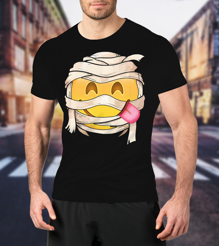 Face Savoring Food Emoji Mummy Wink Out Tongue T-Shirt