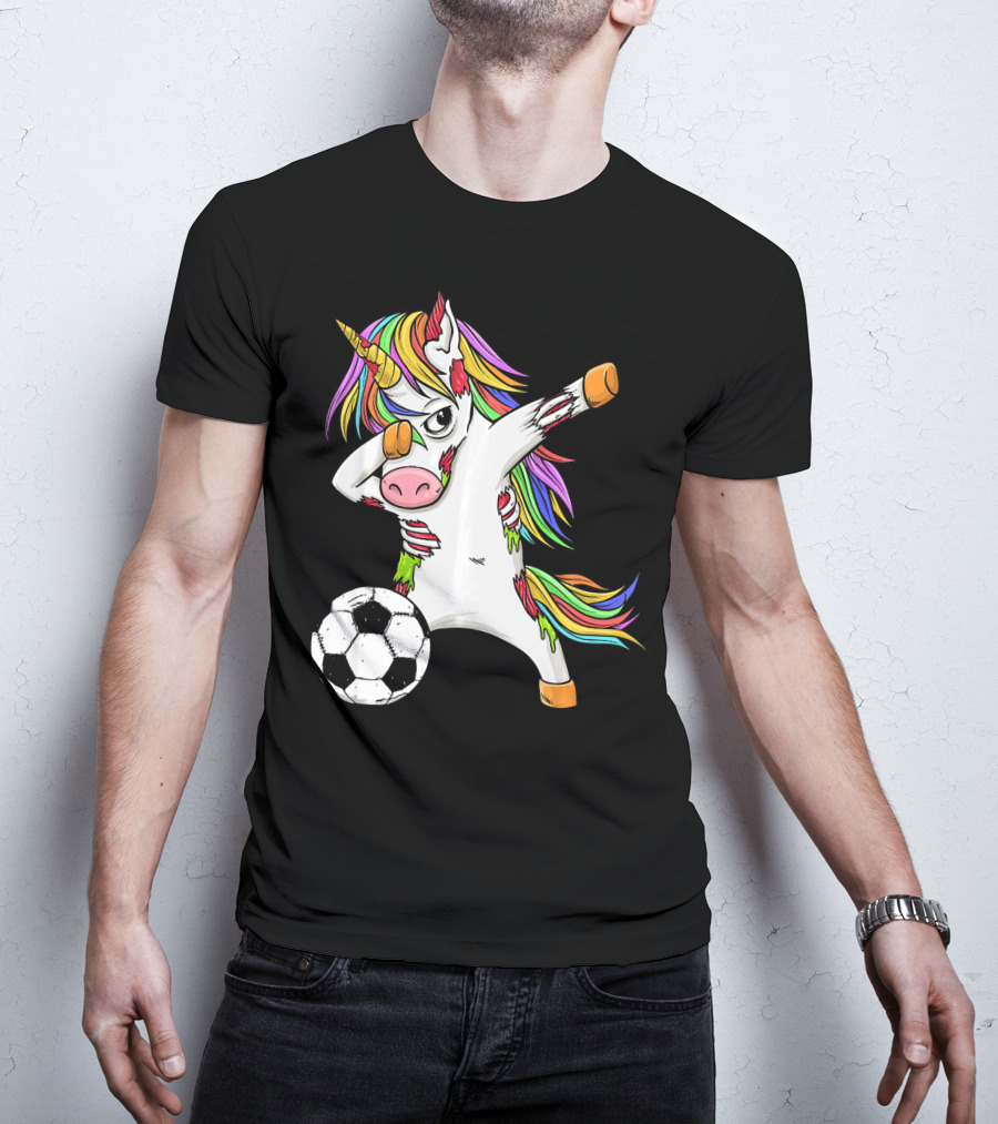 Zombie Unicorn Dabbing Halloween Soccer Ball T-Shirt