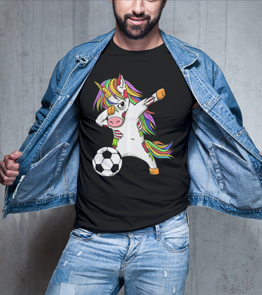 Zombie Unicorn Dabbing Halloween Soccer Ball T-Shirt
