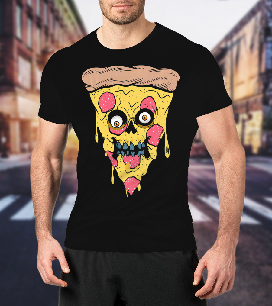 Pizza Zombie Halloween Costume Spooky Slice T-Shirt