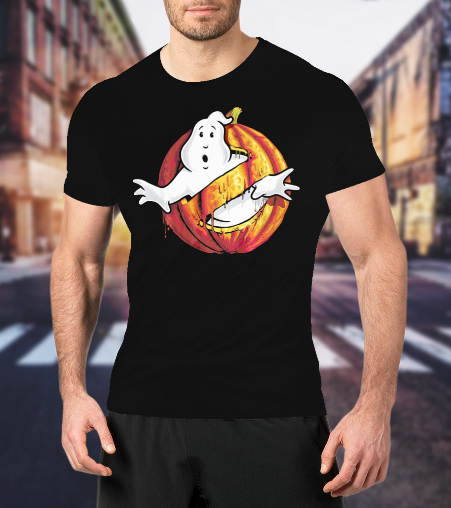 Ghostbusters Classic Logo Halloween Pumpkin Mashup T-Shirt