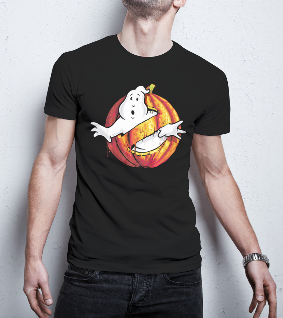Ghostbusters Classic Logo Halloween Pumpkin Mashup T-Shirt