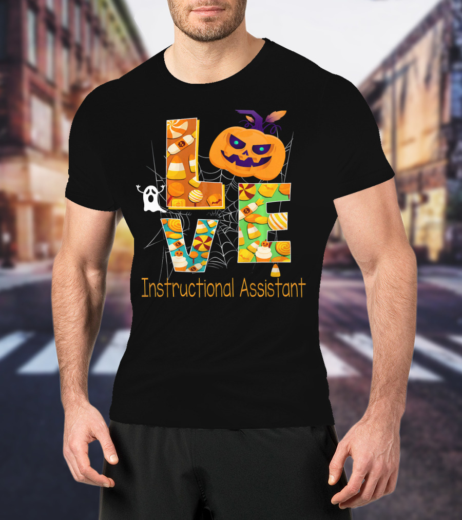 Halloween Love Instructional Assistant Pumpkin Candy Ghost T-Shirt