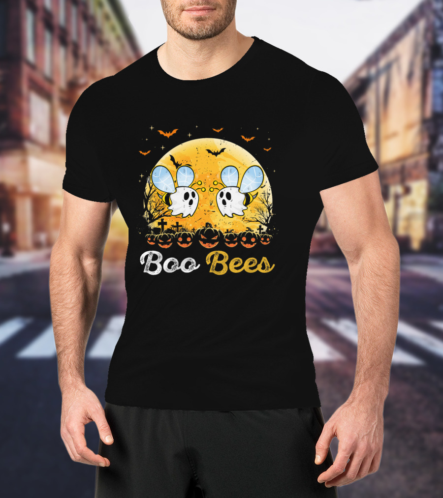 Boo Bees Halloween Moon Pumpkins Bats Crosses T-Shirt