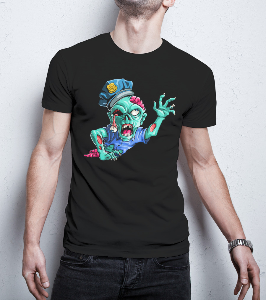 Zombie Police Funny Halloween Horror Scary Undead Officer T-Shirt