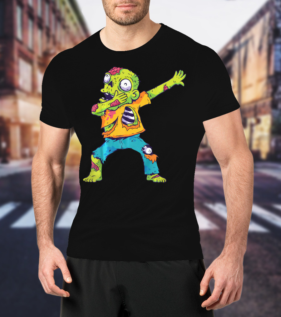 Dabbing Zombie Funny Halloween Zombi Cute Cartoon T-Shirt