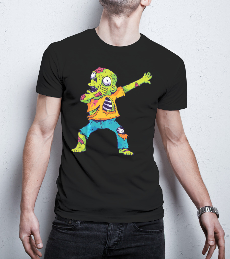 Dabbing Zombie Funny Halloween Zombi Cute Cartoon T-Shirt