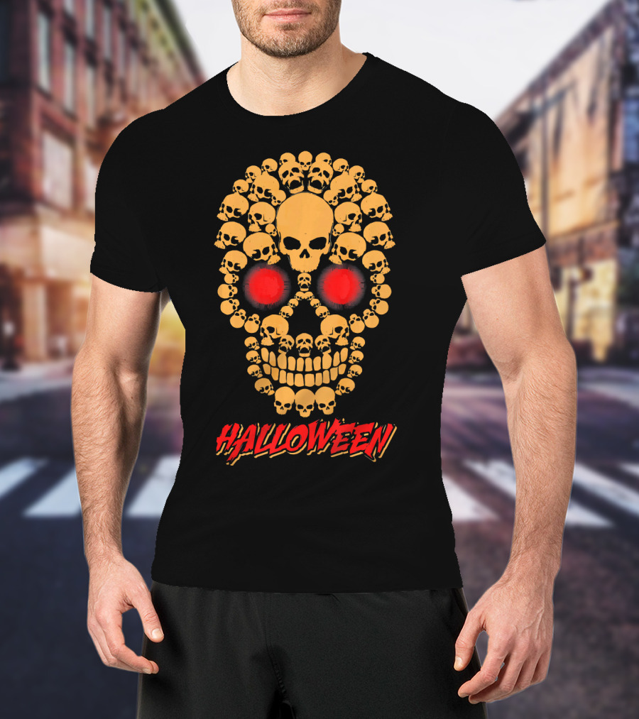 HALLOWEEN Skull Skeleton Zombie Face T-Shirt