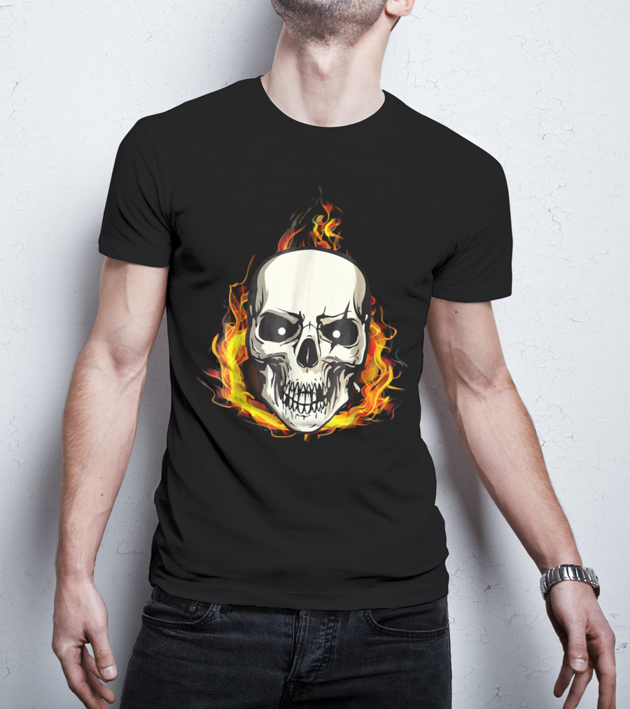 Flaming Skull Inferno Skull T-Shirt