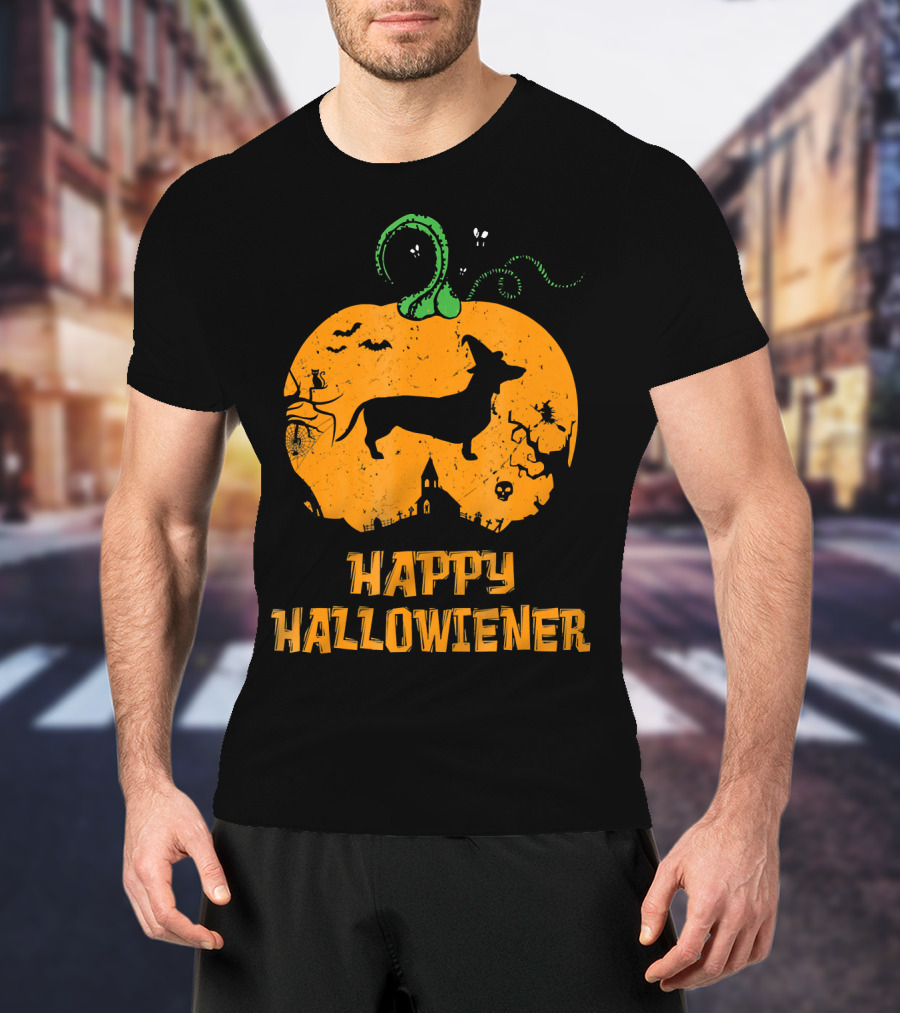 Happy Halloweiner Halloween Dachshund Pumpkin T-Shirt