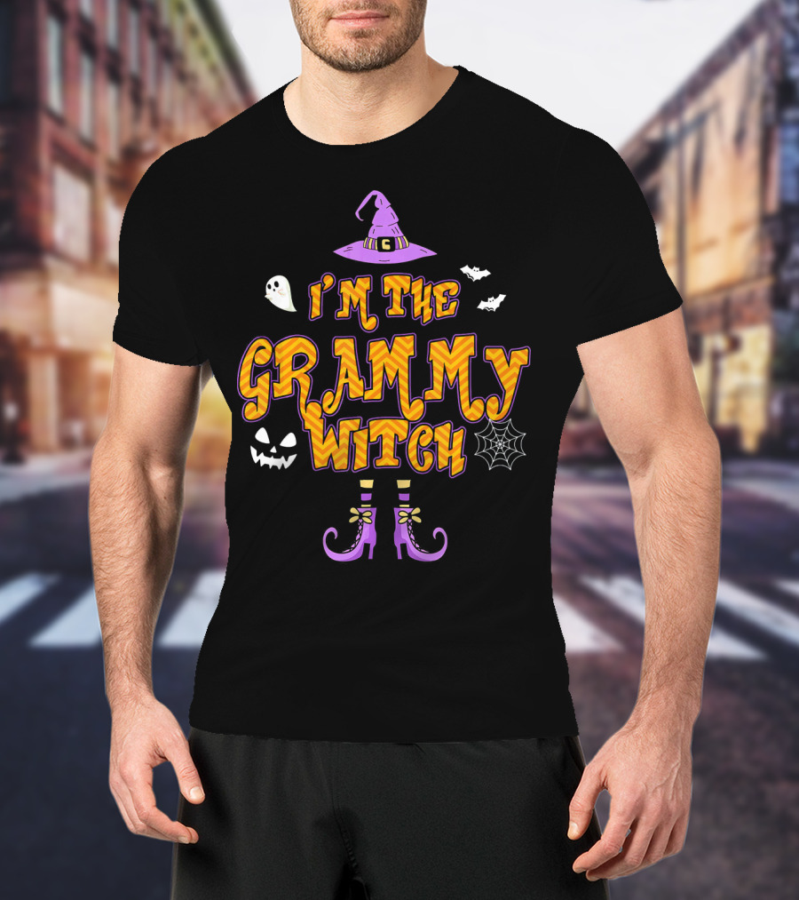 I'm The Grammy Witch Halloween Ghosts And Pumpkin Hat Boots T-Shirt