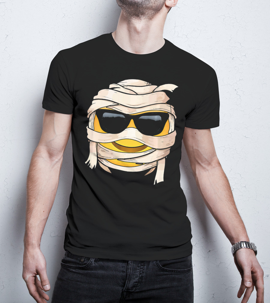 Smiling Face With Sunglasses Emoji Wink Wrapped In Bandages T-Shirt