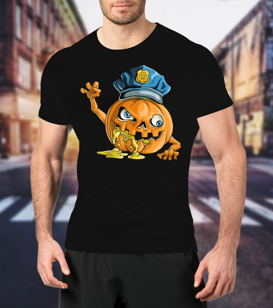 Zombie Pumpkin Police Officer Rising T-Shirt