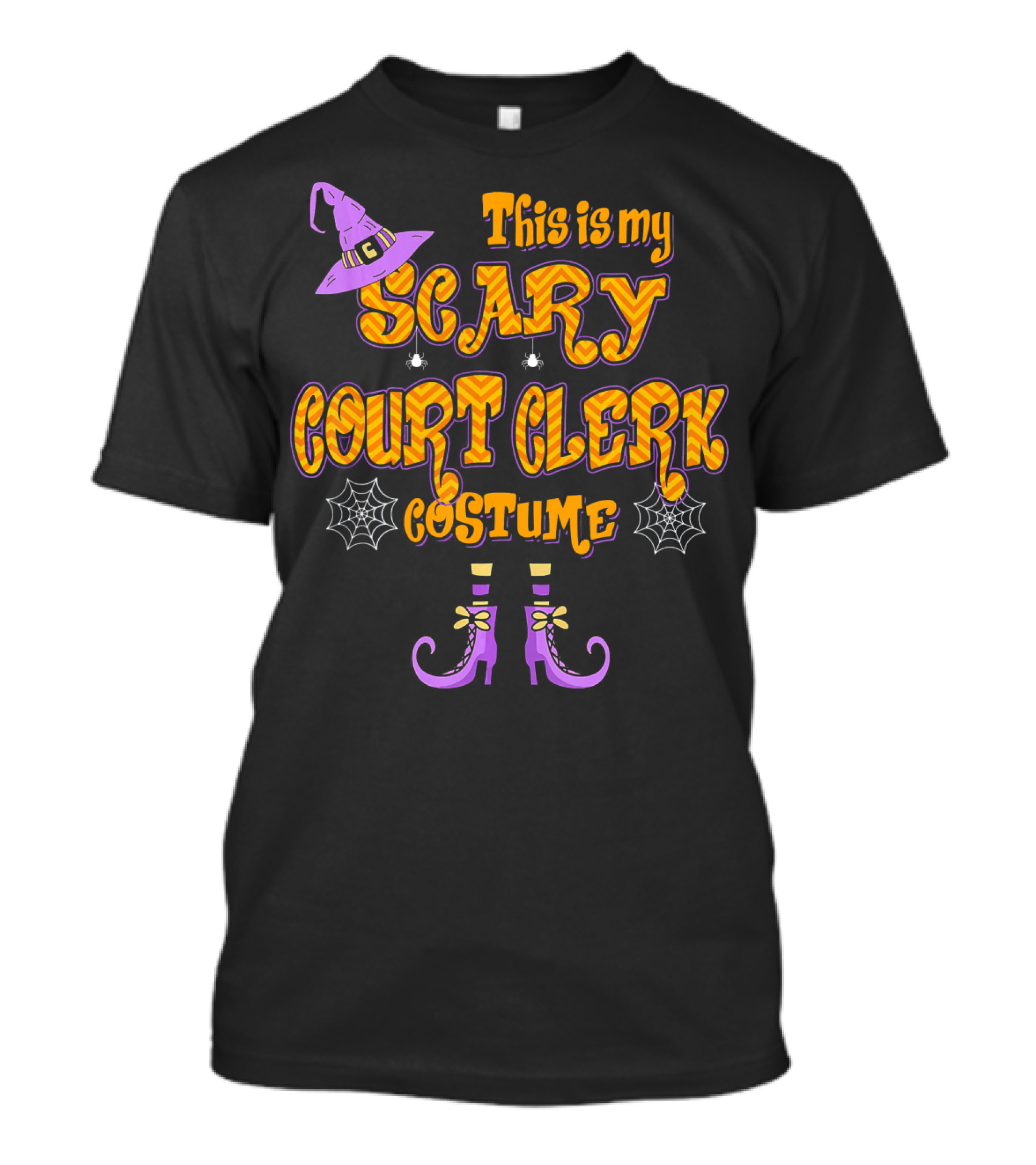 This Is My Scary Court Clerk Costume With Witch Hat And Spider Webs T-Shirt