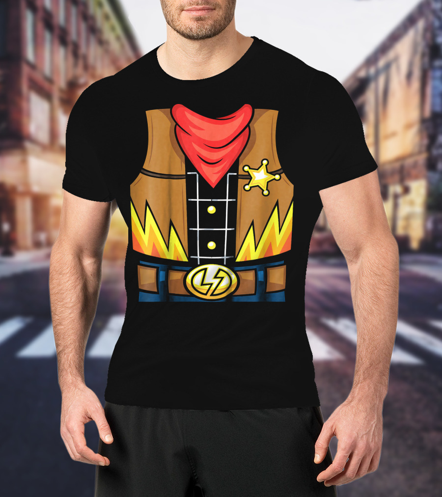 Kids Cowboy Lightning Sheriff Badge Vest T-Shirt
