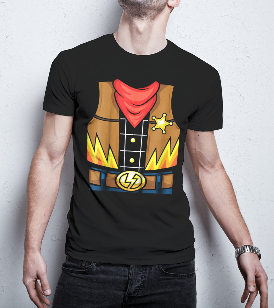 Kids Cowboy Lightning Sheriff Badge Vest T-Shirt