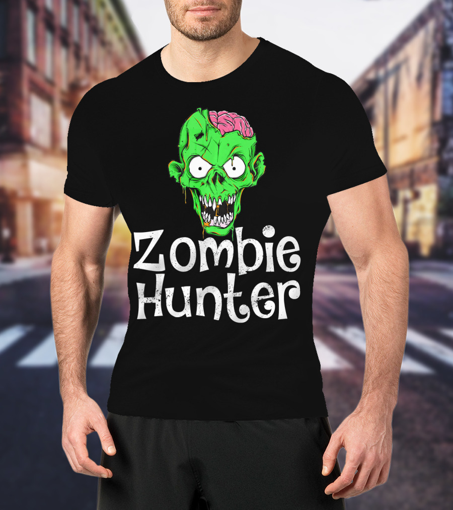 Zombie Hunter Halloween Zombie Head T-Shirt