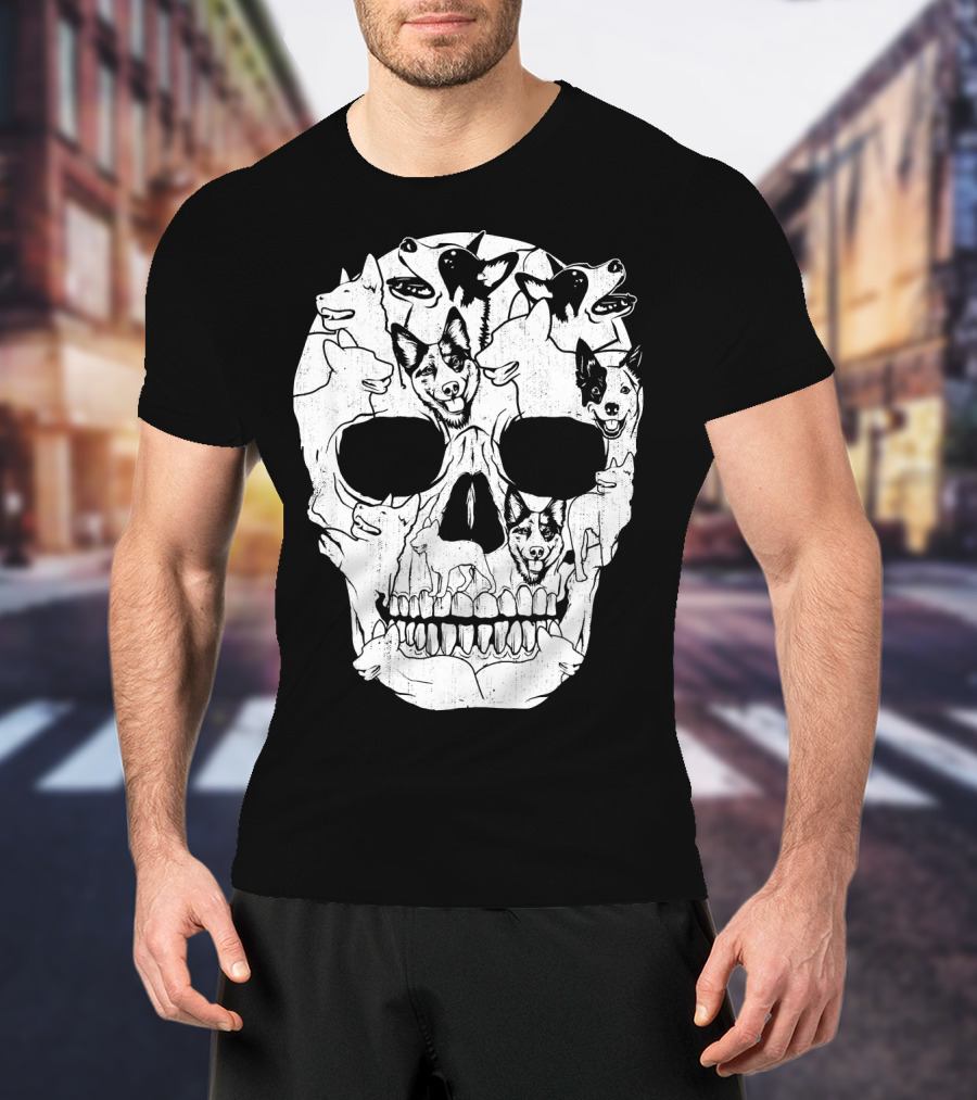 Australian Cattle Dog Skull Halloween Co Canine T-Shirt