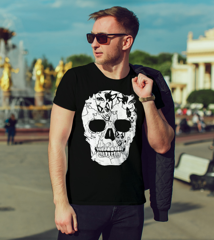 Australian Cattle Dog Skull Halloween Co Canine T-Shirt