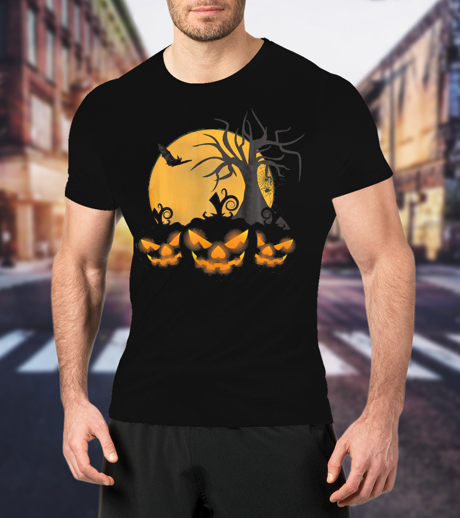 Scary Happy Halloween Spooky Pumpkin Moon Haunted Night T-Shirt