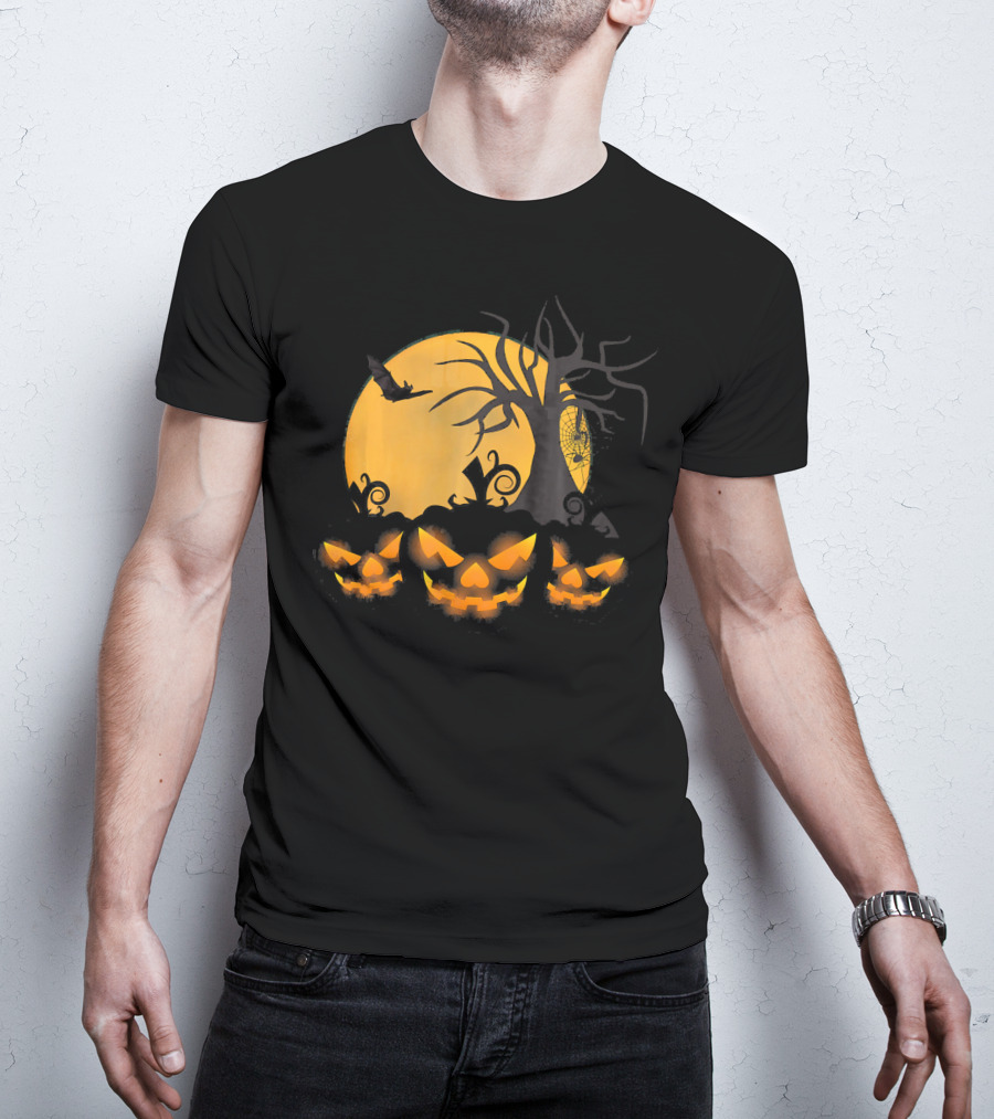 Scary Happy Halloween Spooky Pumpkin Moon Haunted Night T-Shirt