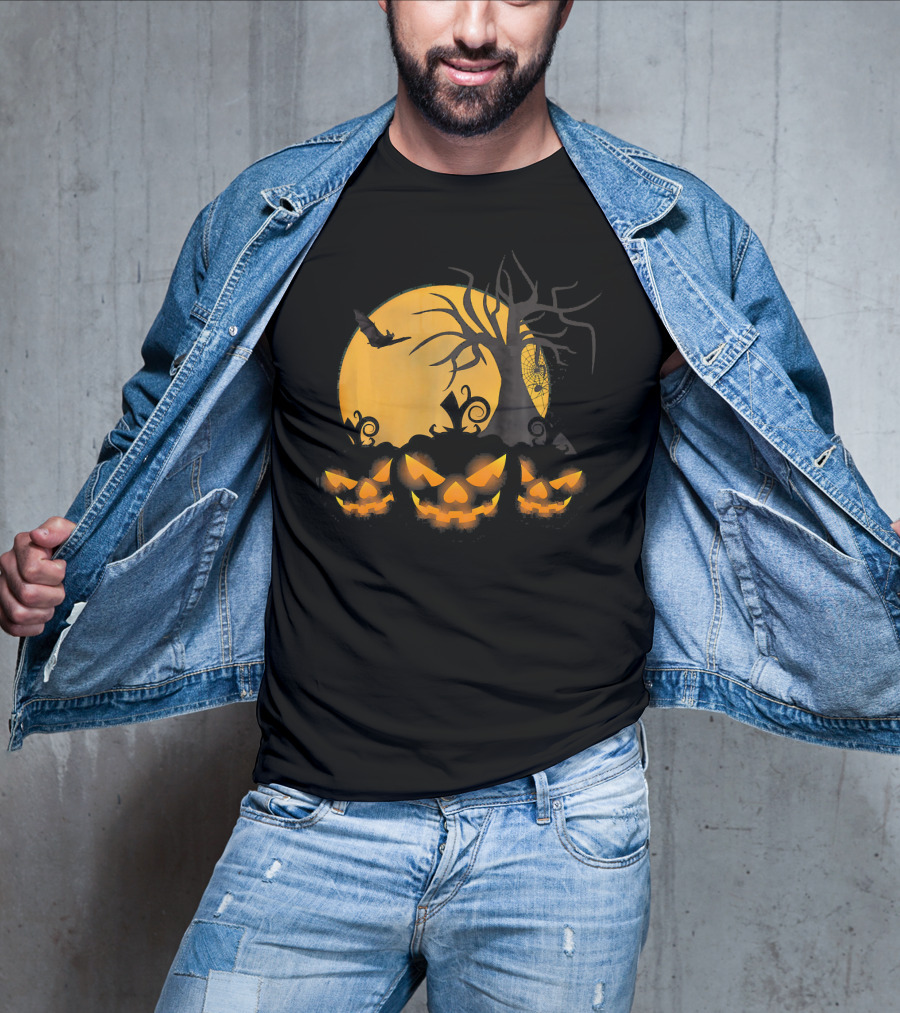Scary Happy Halloween Spooky Pumpkin Moon Haunted Night T-Shirt