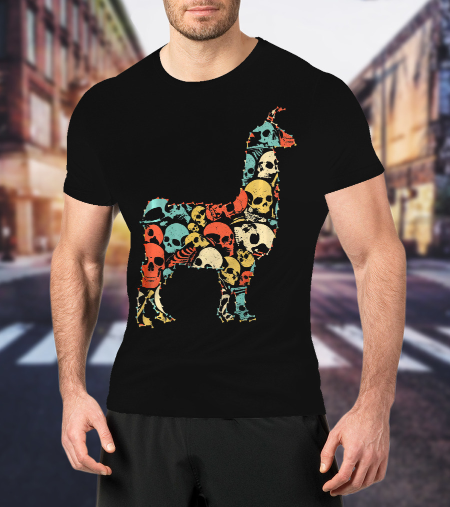 LLAMA Skull Skeleton Bone T-Shirt