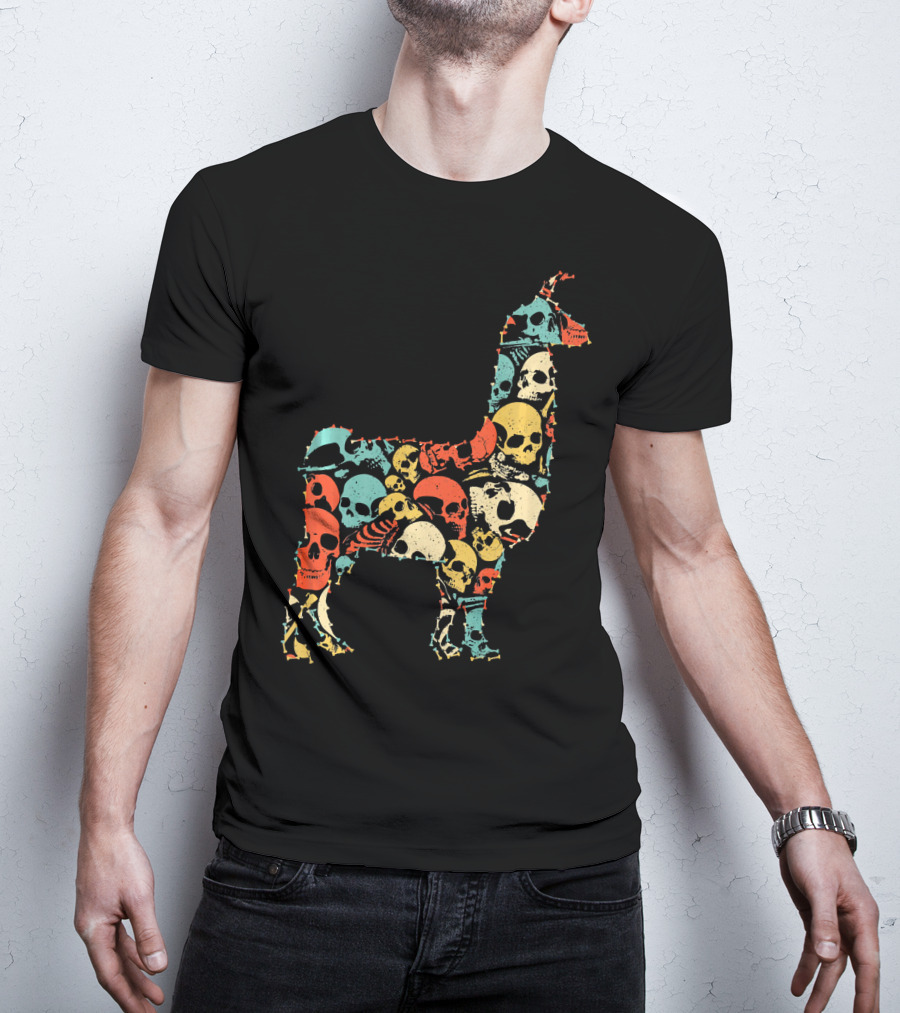LLAMA Skull Skeleton Bone T-Shirt