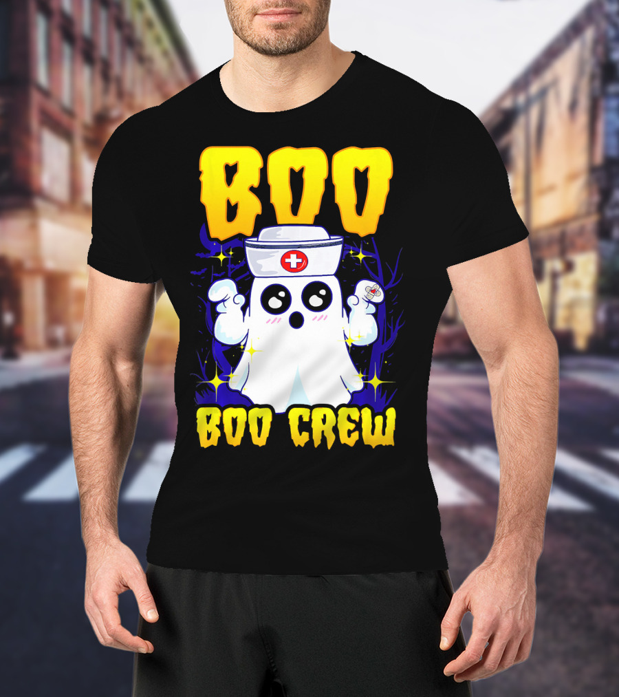 BOO Nurse Ghost Boo Crew Halloween T-Shirt