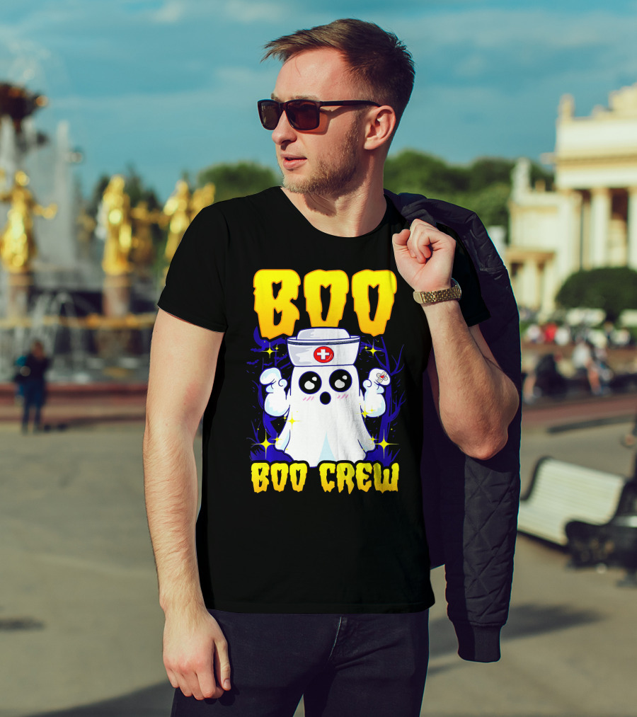 BOO Nurse Ghost Boo Crew Halloween T-Shirt