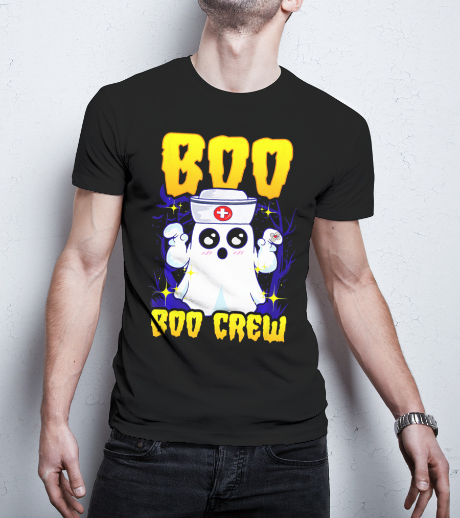 BOO Nurse Ghost Boo Crew Halloween T-Shirt