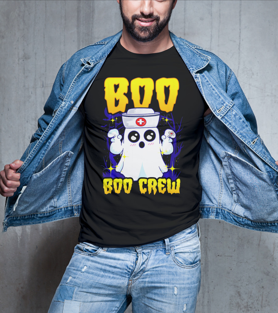 BOO Nurse Ghost Boo Crew Halloween T-Shirt