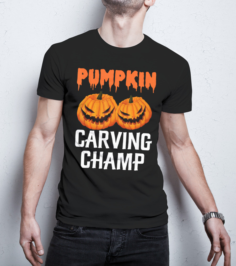 Pumpkin Carving Champ Halloween Creepy Design Competition T-Shirt
