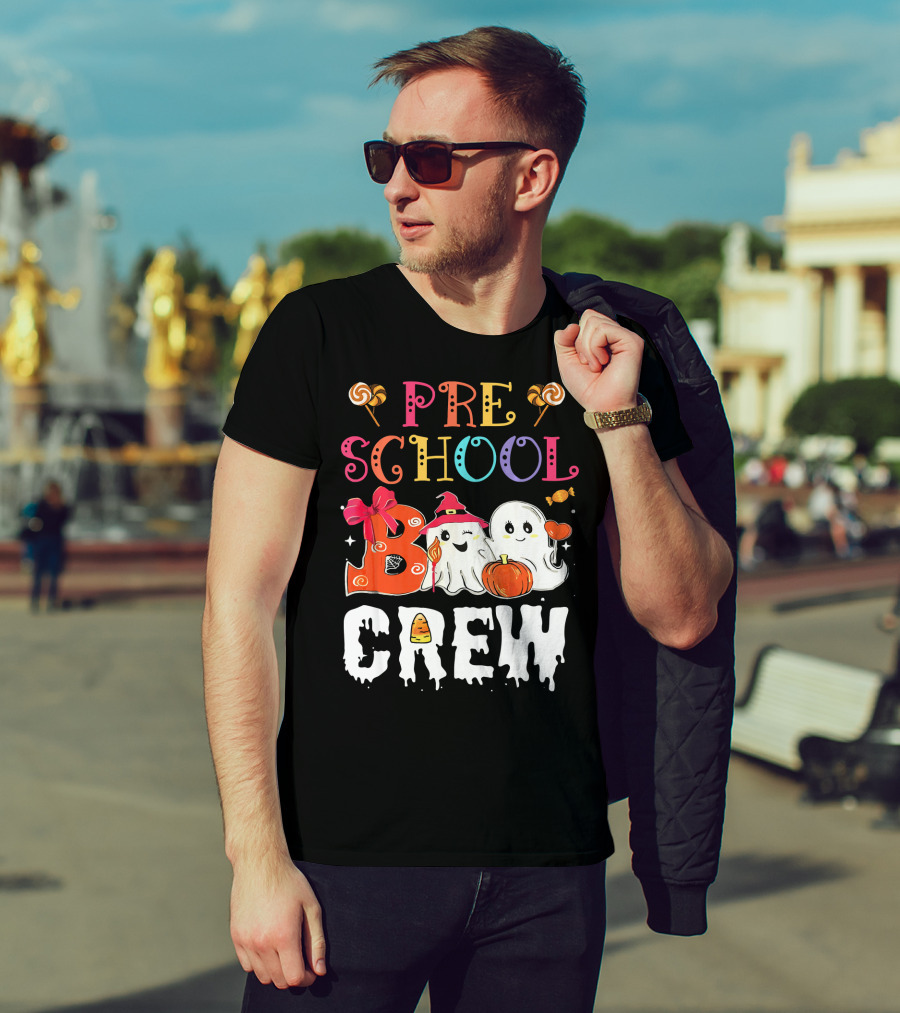 Preschool Boo Crew Halloween Ghosts With Candy Pumpkins T-Shirt
