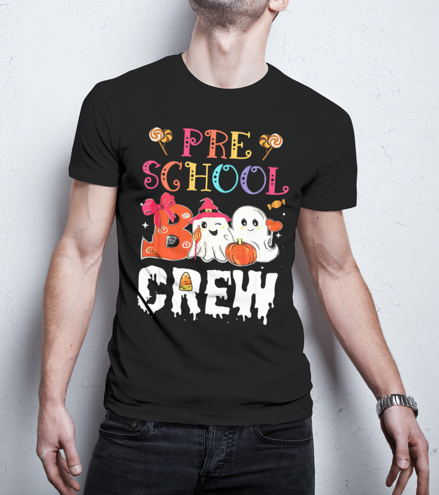 Preschool Boo Crew Halloween Ghosts With Candy Pumpkins T-Shirt