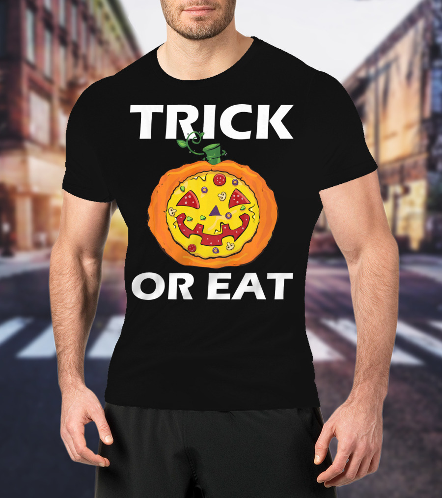 Trick Or Eat Pizza Face Pumpkin Costume T-Shirt