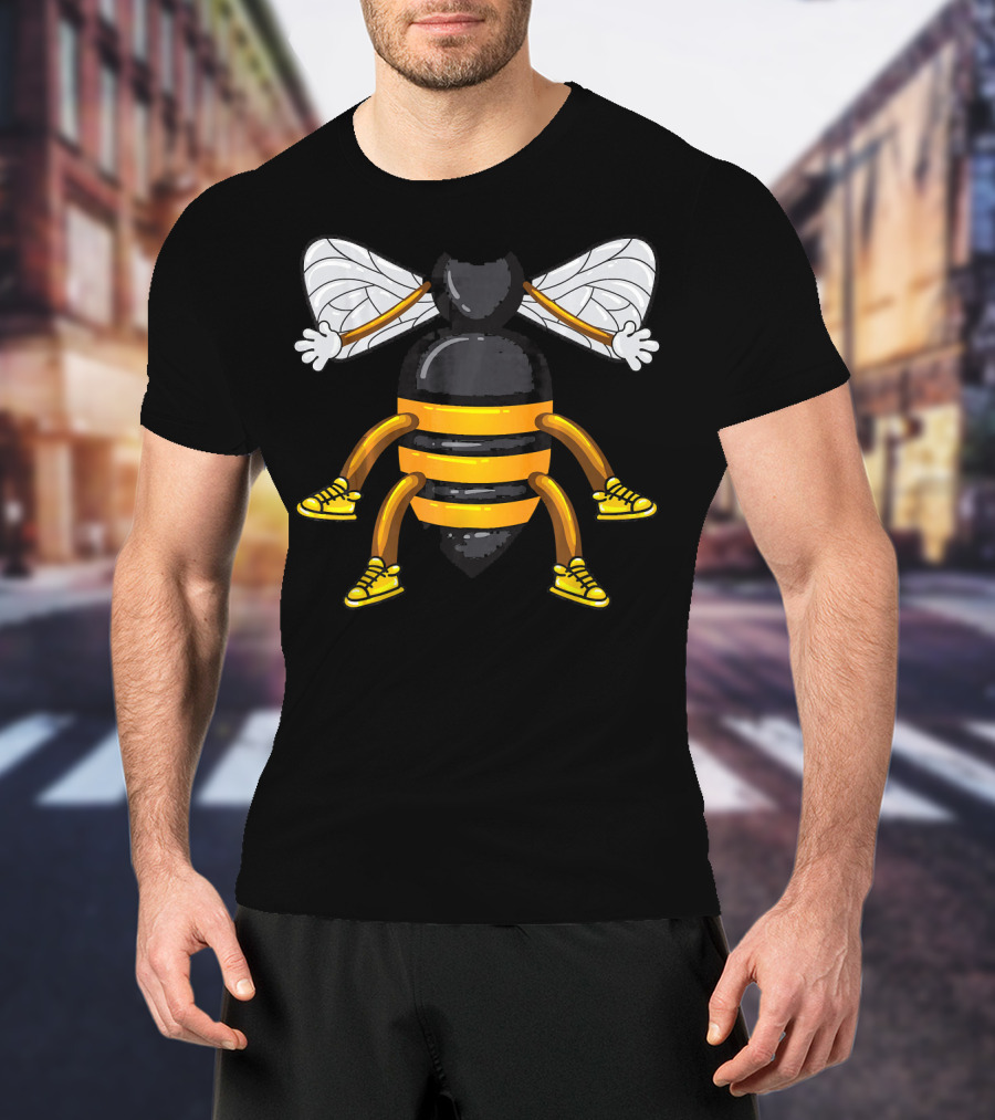 Funny Bee Costume With Sneakers And Cartoon Style Honeybee T-Shirt