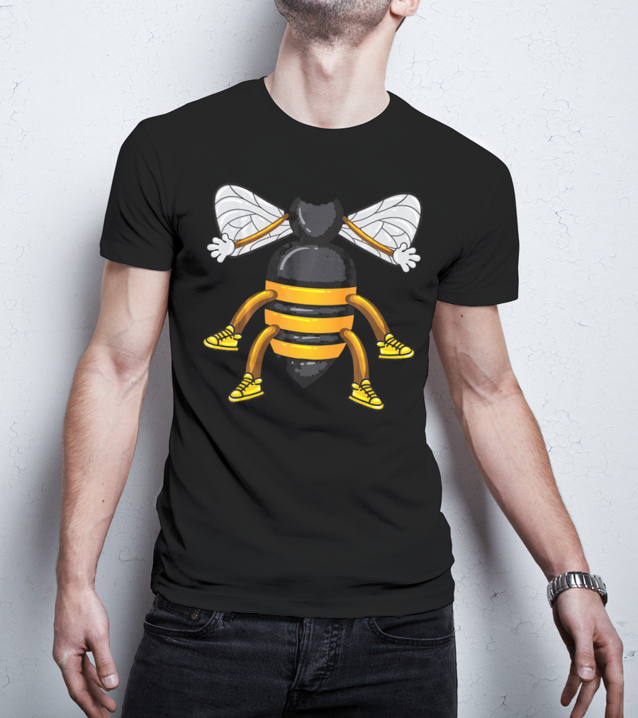 Funny Bee Costume With Sneakers And Cartoon Style Honeybee T-Shirt