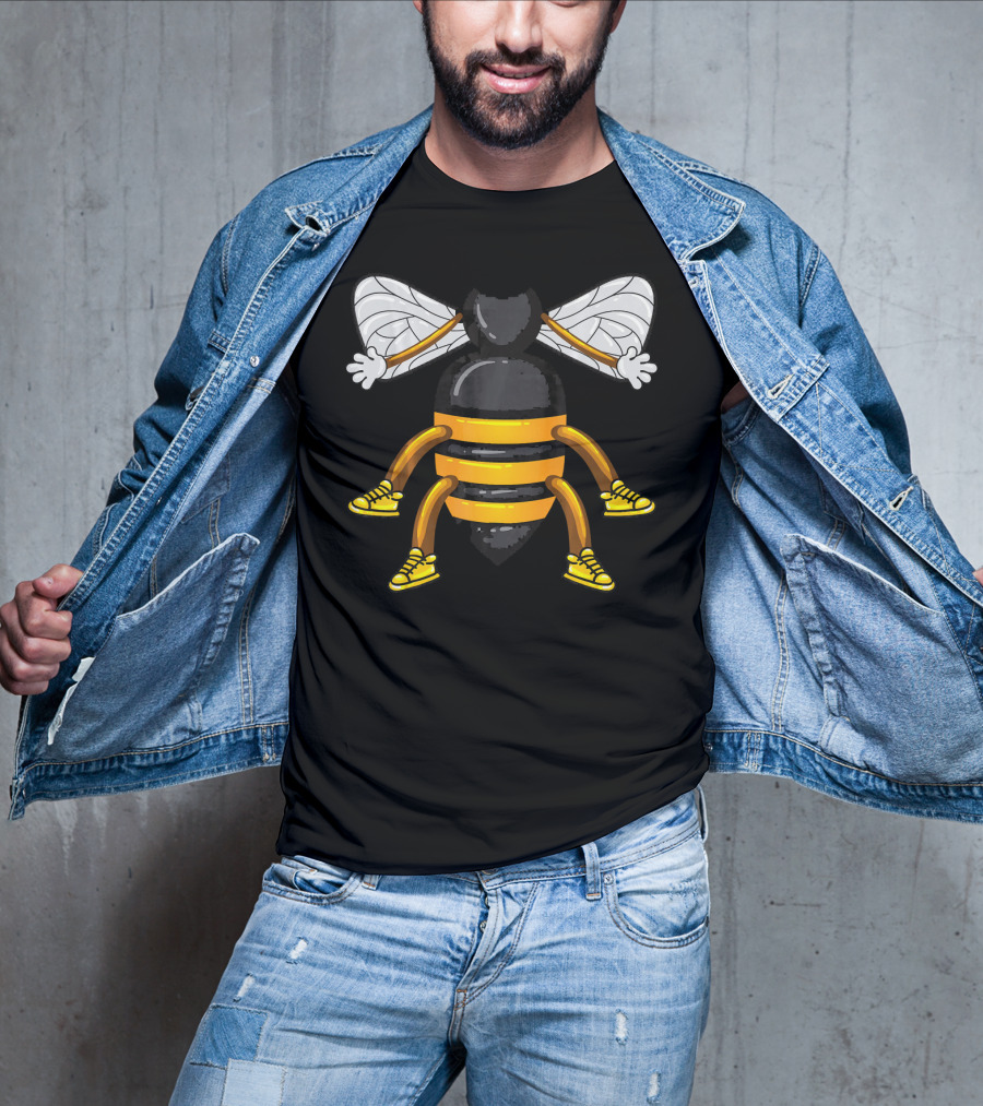 Funny Bee Costume With Sneakers And Cartoon Style Honeybee T-Shirt