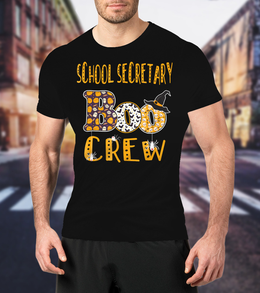 School Secretary Boo Crew Halloween Teacher T-Shirt