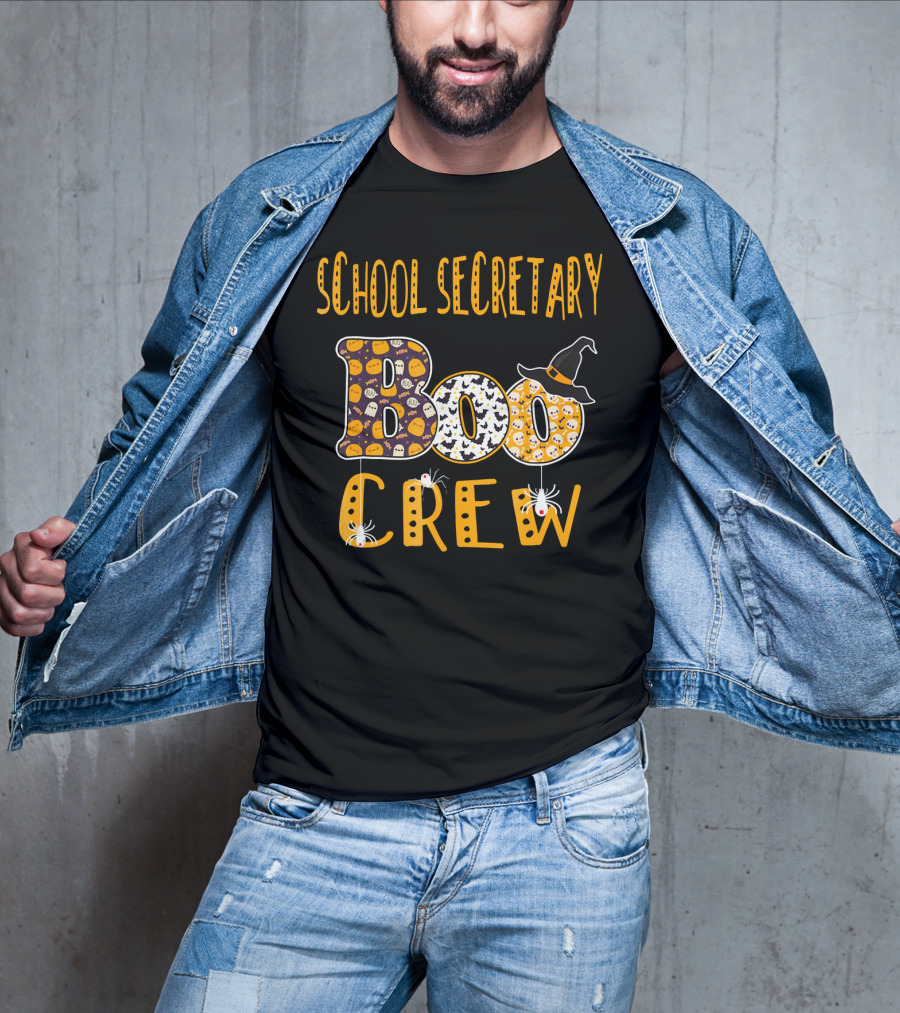 School Secretary Boo Crew Halloween Teacher T-Shirt