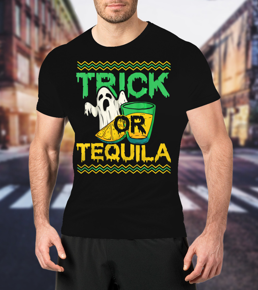 Trick Or Tequila Ghost Lemon Shot Halloween T-Shirt