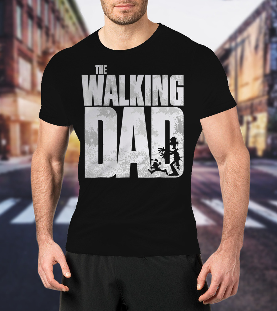 The Walking Dad Zombie Silhouette Scary T-Shirt