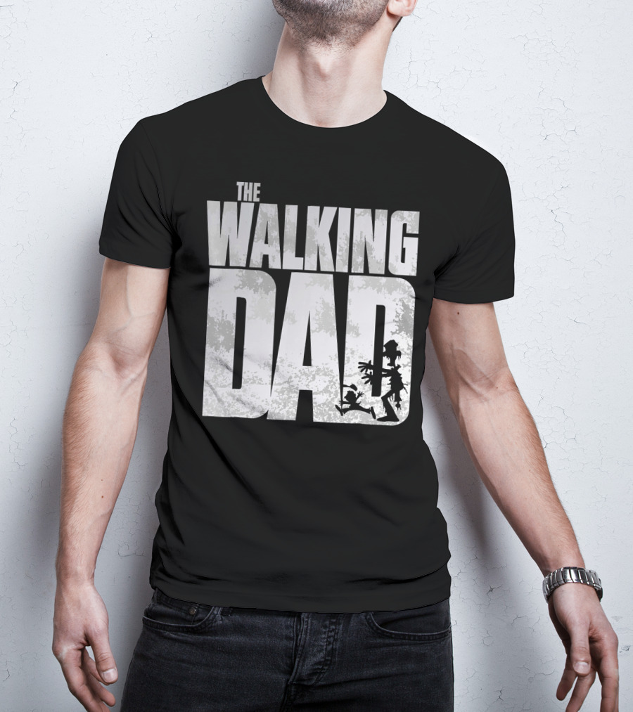 The Walking Dad Zombie Silhouette Scary T-Shirt