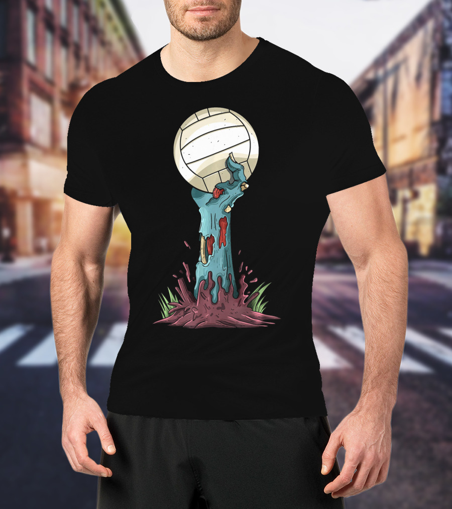 Zombie Hands Rising With Volleyball T-Shirt