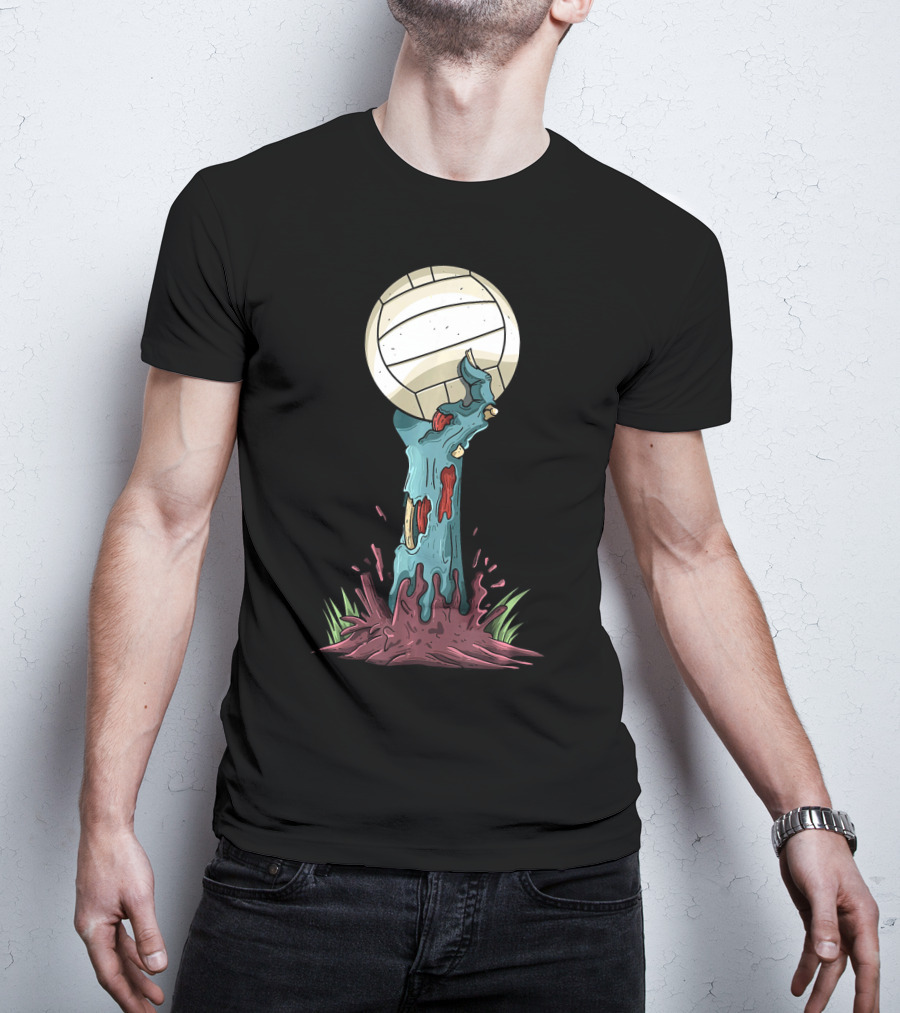 Zombie Hands Rising With Volleyball T-Shirt