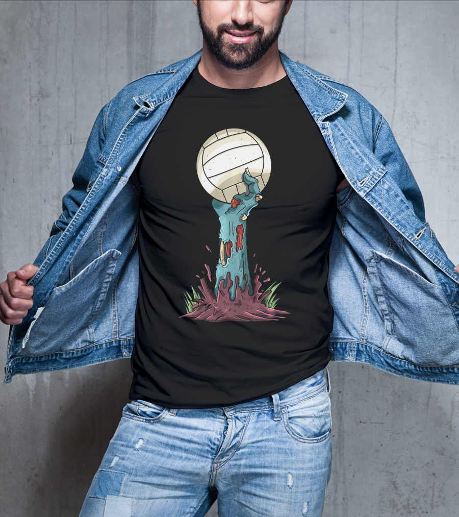 Zombie Hands Rising With Volleyball T-Shirt